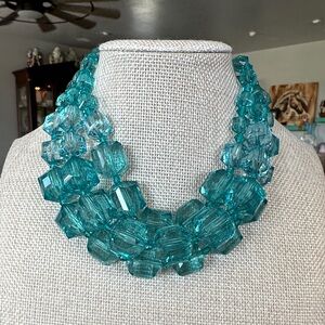 Tarina Tarantino Acrylic Triple Strand Turquoise And Blue Statement Necklace